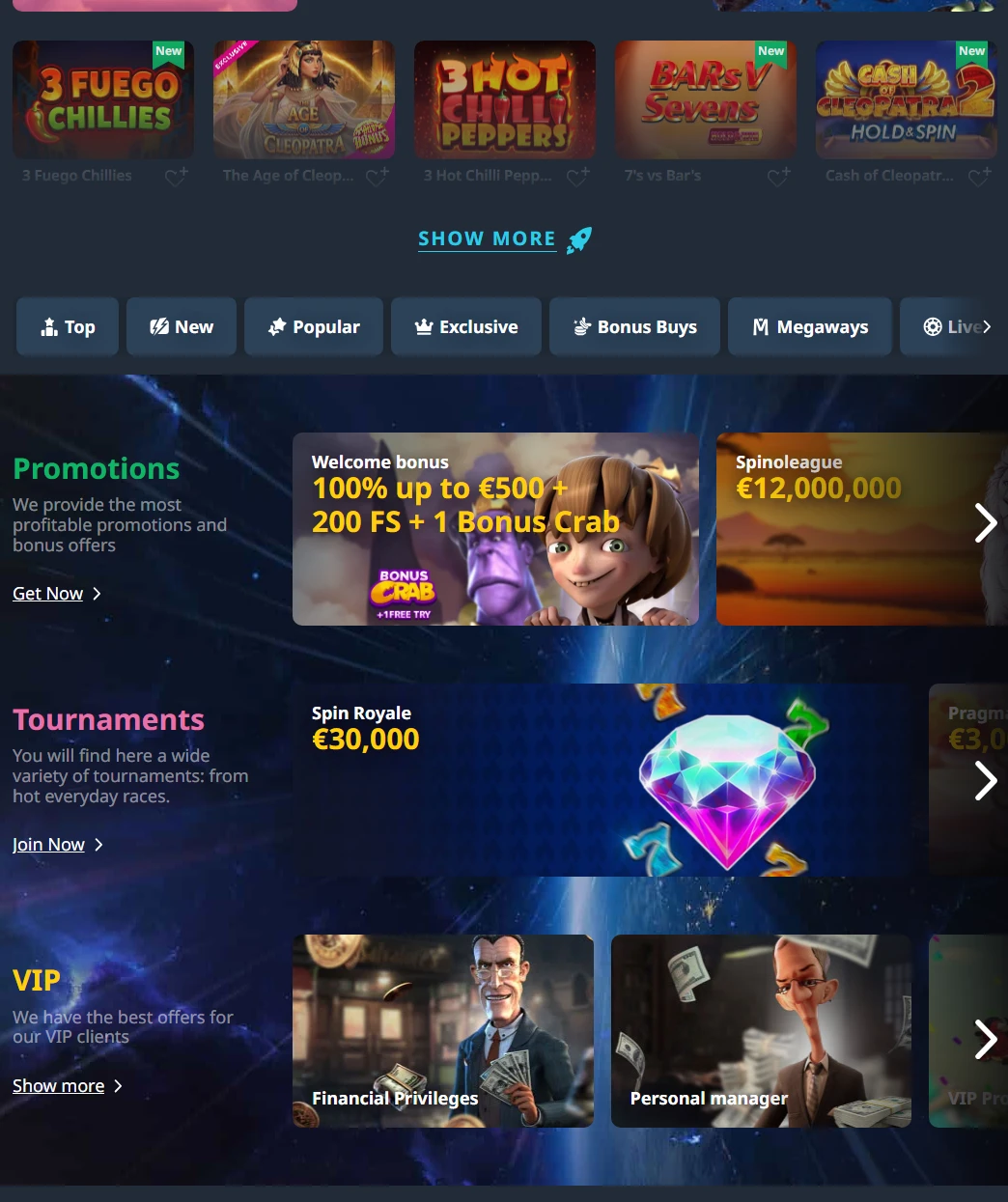 Burancasino κουλοχέρηδες, παιχνίδια